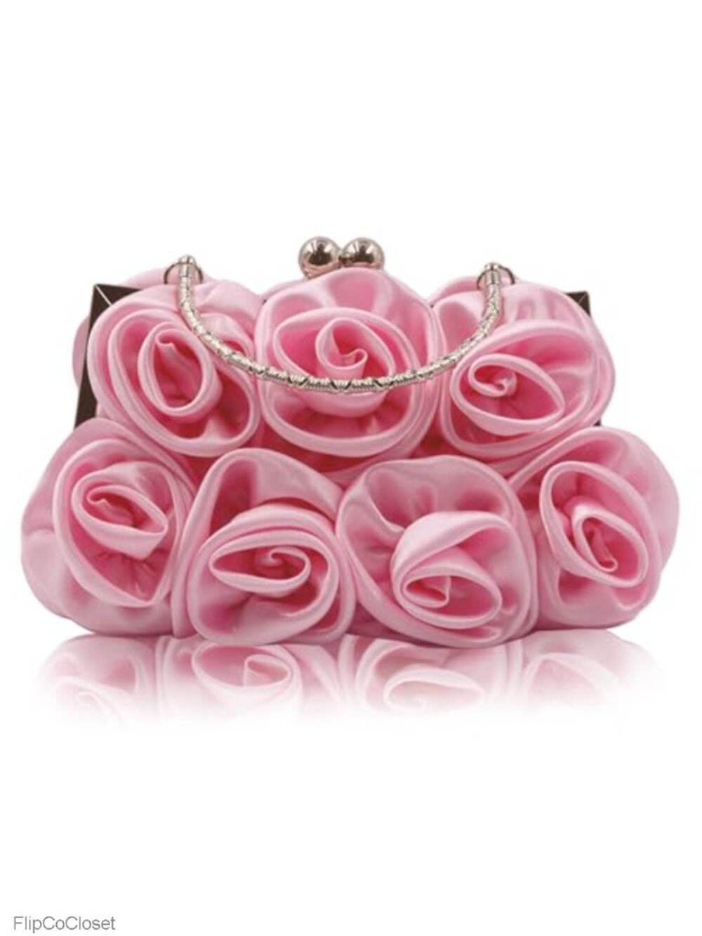 Satin Floral Evening Clutch Bag with Detachable Strap Small Purse for Wedding